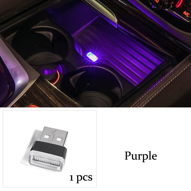 Car Styling Cup Holder storage box light USB Decorative For Mercedes Benz A C E S Class W205 W213 W222 amg GLC CLS CLK CLA SLK: Purple