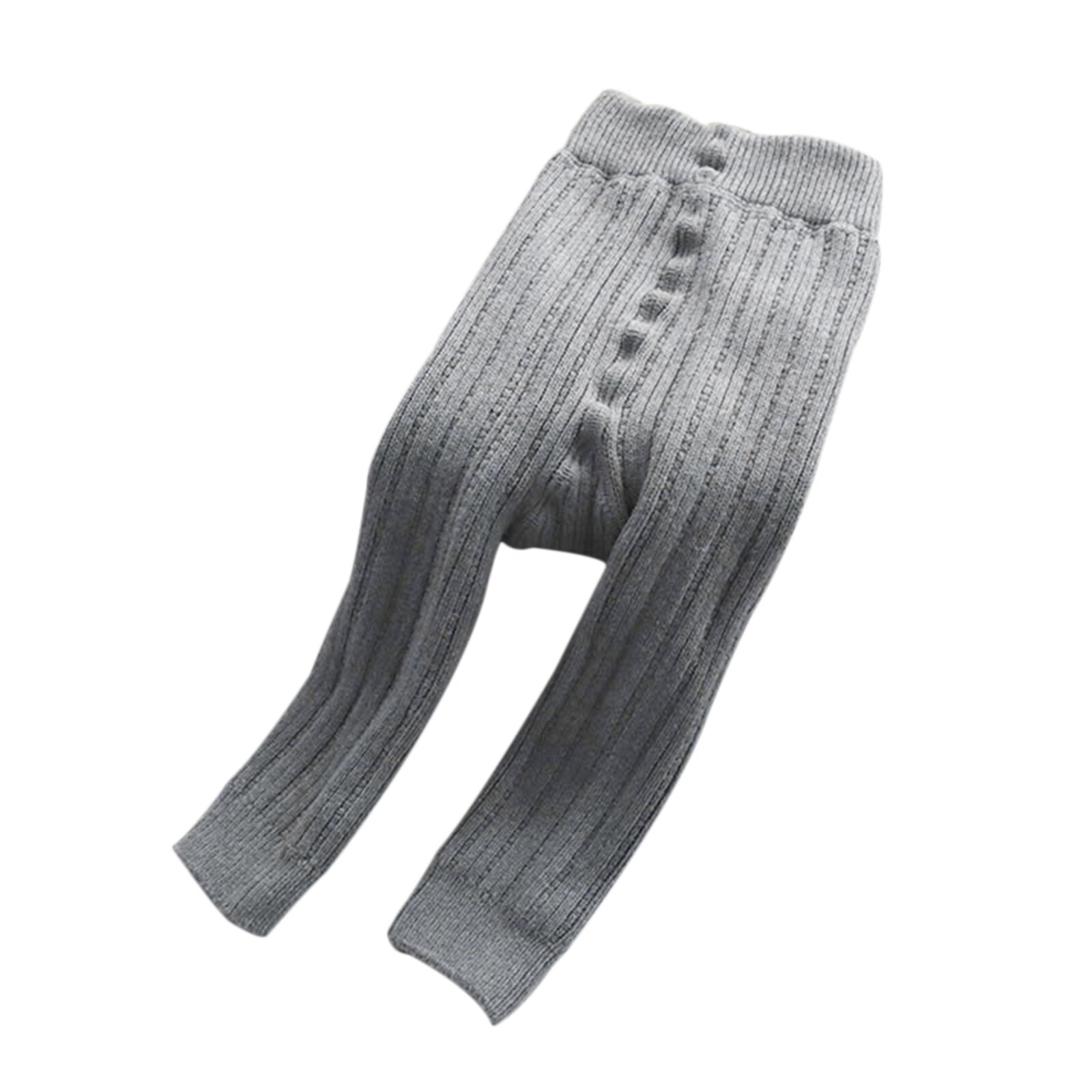 Leggings per bambini carini 0-4Y autunno inverno collant tinta unita vita alta elastica nono pantaloni pantaloni a costine Legging per bambina: grey / 1-2 Years