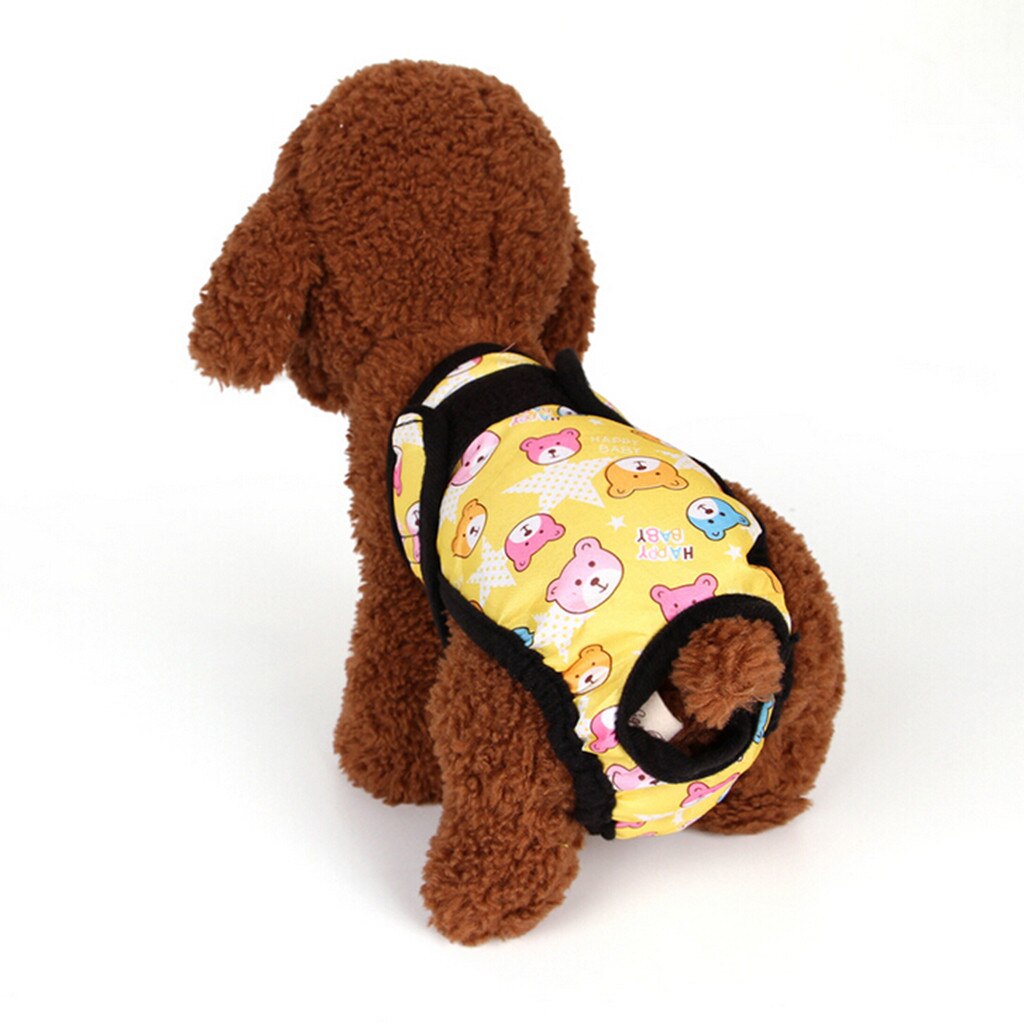 Huisdier Fysiologische Broek Hond Menstruele Teddy Polka Dot Riem Warmte Gezondheid Slipje Spot Eenvoudig en Schoon Beschermen Huisdier Gezondheid: Yellow / L