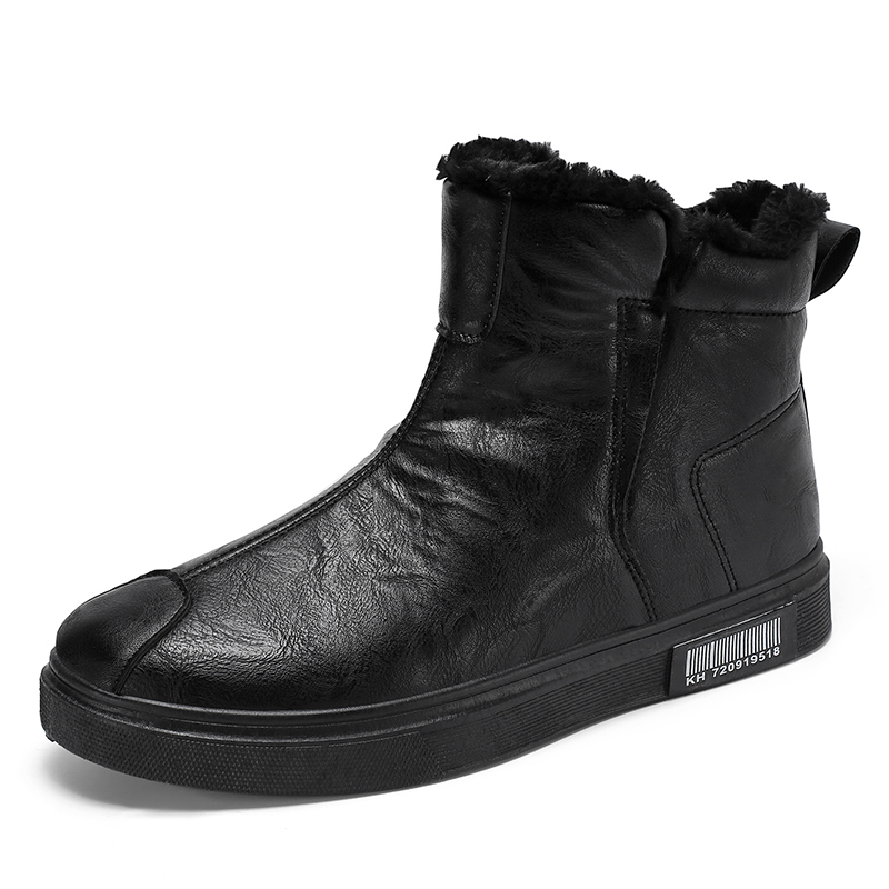 Mannen Laarzen Winter Warm Pluche Snowboots Outdoor Antislip Enkel Laarzen Winter Sneakers Slip Op schoenen Man Sneakers: MB201286 Black / 8