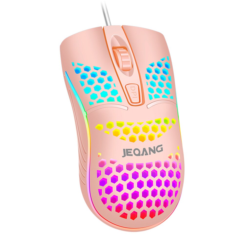Laptop Desktop Computer Mouse USB Wired Gaming Mouse 1600 DPI Honeycomb Optical Mice for Computer PC: Pink