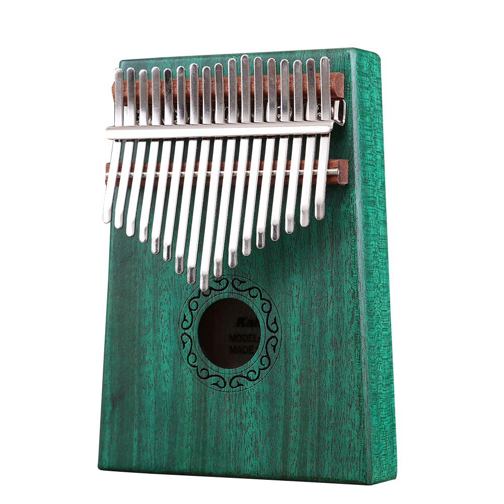 17 Keys African Kalimba Thumb Piano Kids Adults Body Music Finger Percussion Keyboard mahogany Wood Finger Piano w/ Tuner Hammer: green
