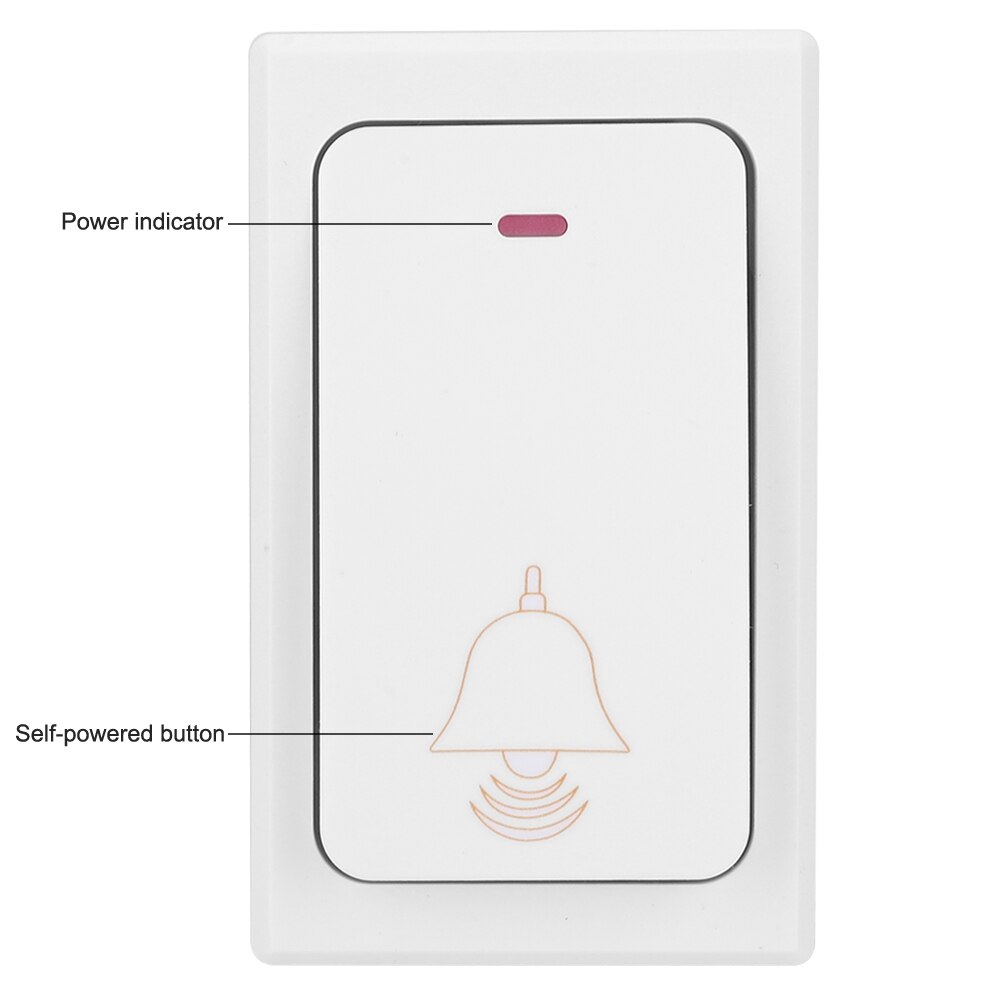 Juego de timbre MP3 inalámbrico con botón remoto autoalimentado + enchufe estadounidense del receptor 100-240V