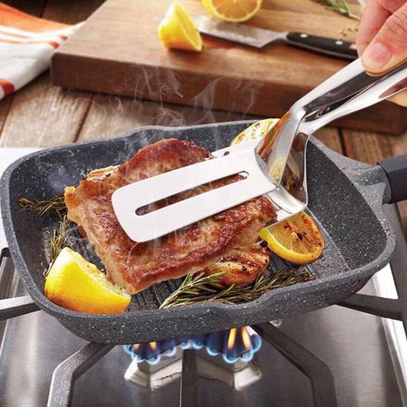 Pala para freír de acero inoxidable, palas para pescado frito, Pizza, carne, para el hogar, cocina, panquecas, sartén, pala, tenedor, herramienta