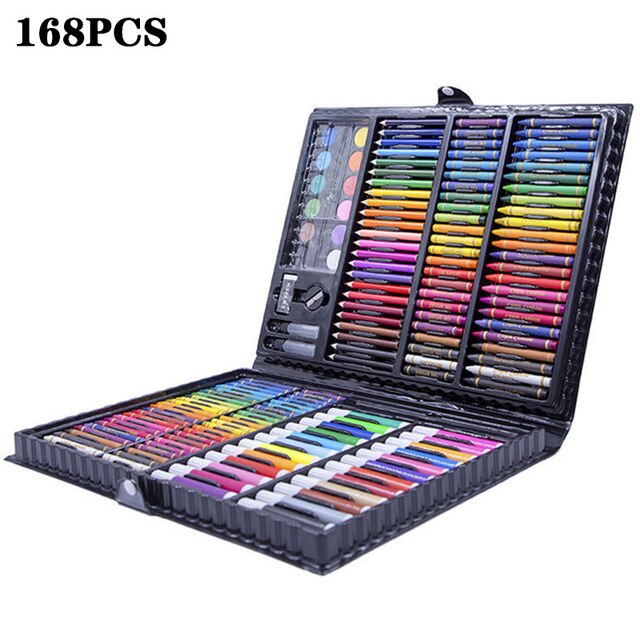 150 Pcs matita colorata pastello acquerelli Set da disegno Ncils colorati disegno pittura pennarelli d'arte materiale scolastico regali per bambini: 168 Pcs Black