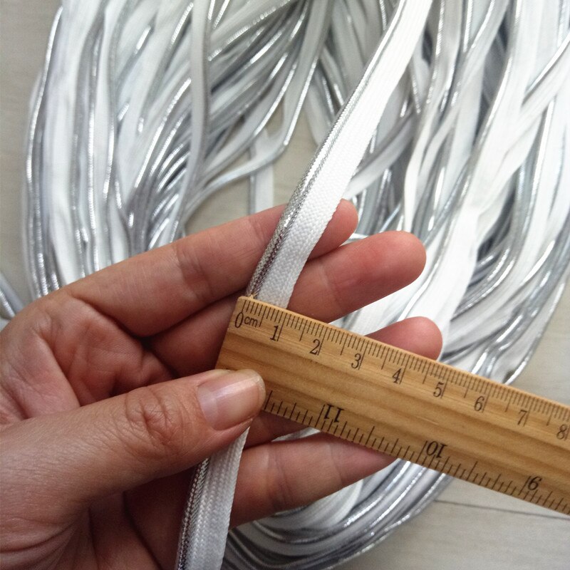 Witte zilveren schuine band met koord, schuine biesband, maat 10mm x 100 meter, doe-het-zelf naai-accessoires voor quiltkussens