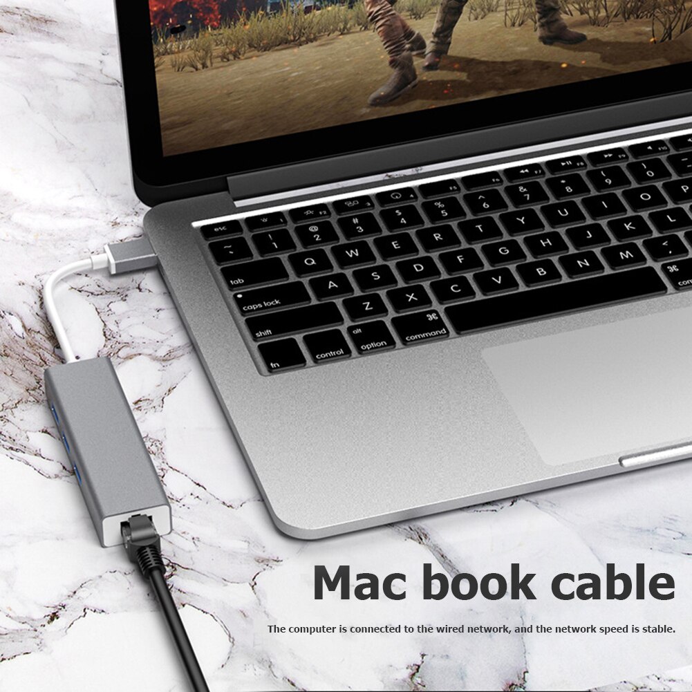 USB to 5Gbps USB 3.0 RJ45 10/100Mbps Wired Ethernet Adapter Hub Converter for Notebook MacBook Smartphone