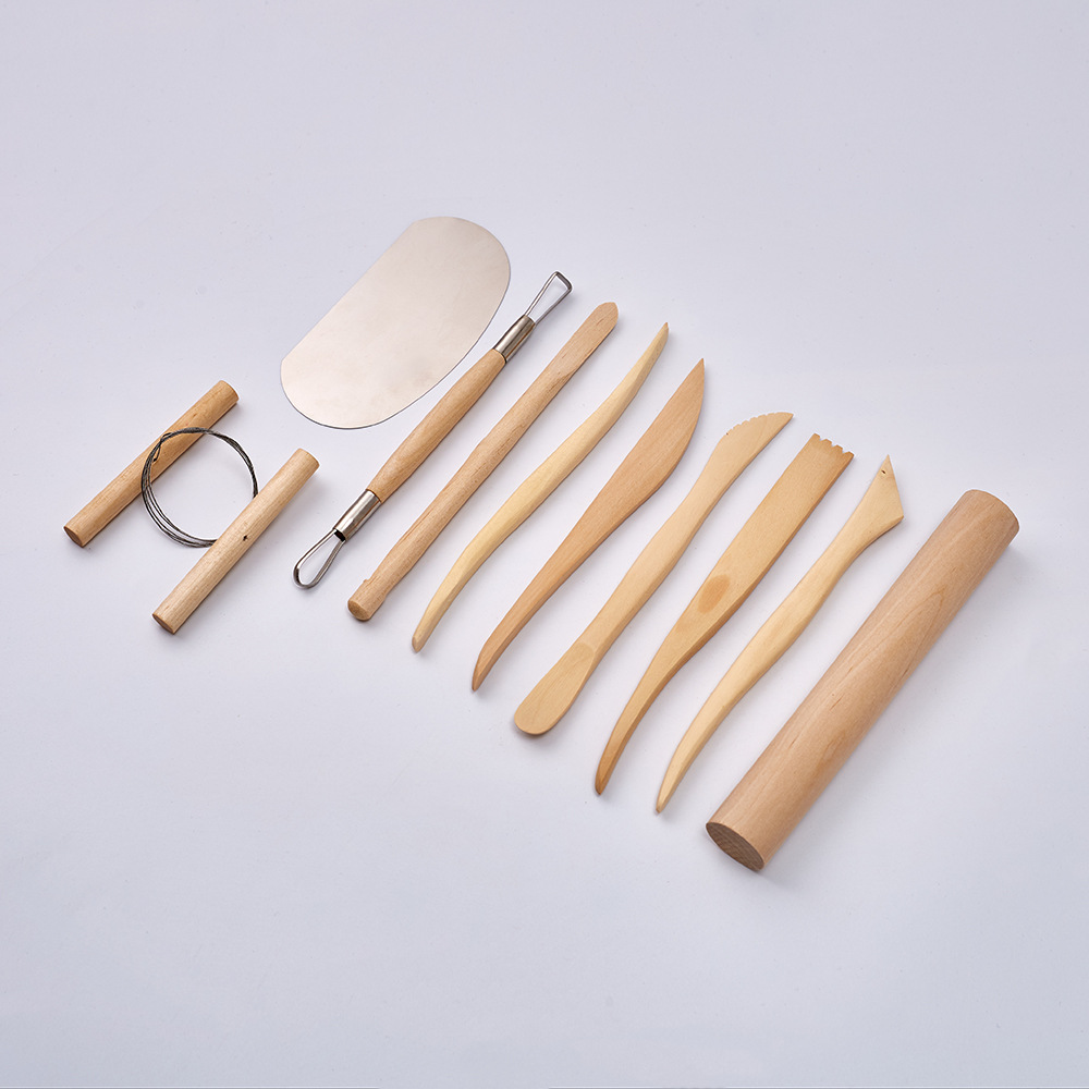 Cuchillo afilado para esculpir arcilla de madera, herramientas para modelar pequeñas figuritas de cerámica, 10 unids/set por juego