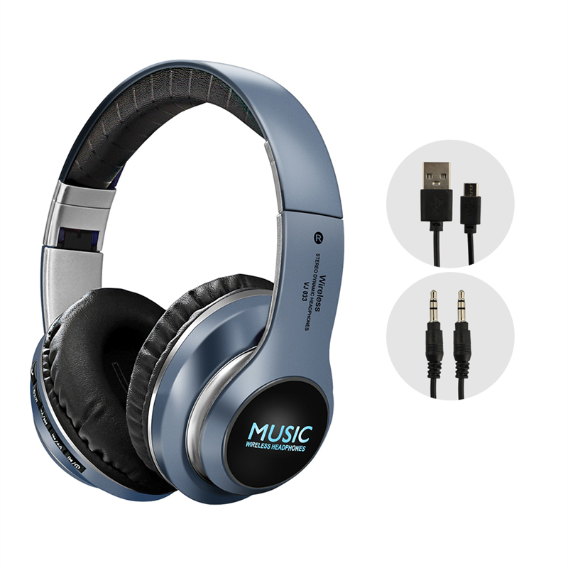 Headset With Mic Support TF Card HIFI Stereo Foldable Earphones 5.0 Bluetooth Headset Portable Wireless Headphones For Cellphone: Blue Headset No Box