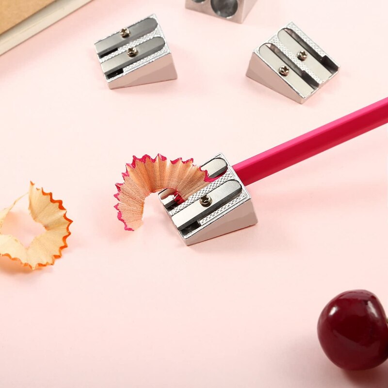 36 Pack Metal Pencil Sharpeners Silver Double Hole Aluminum Alloy Manual Pencil Sharpeners for Most Size Pencils