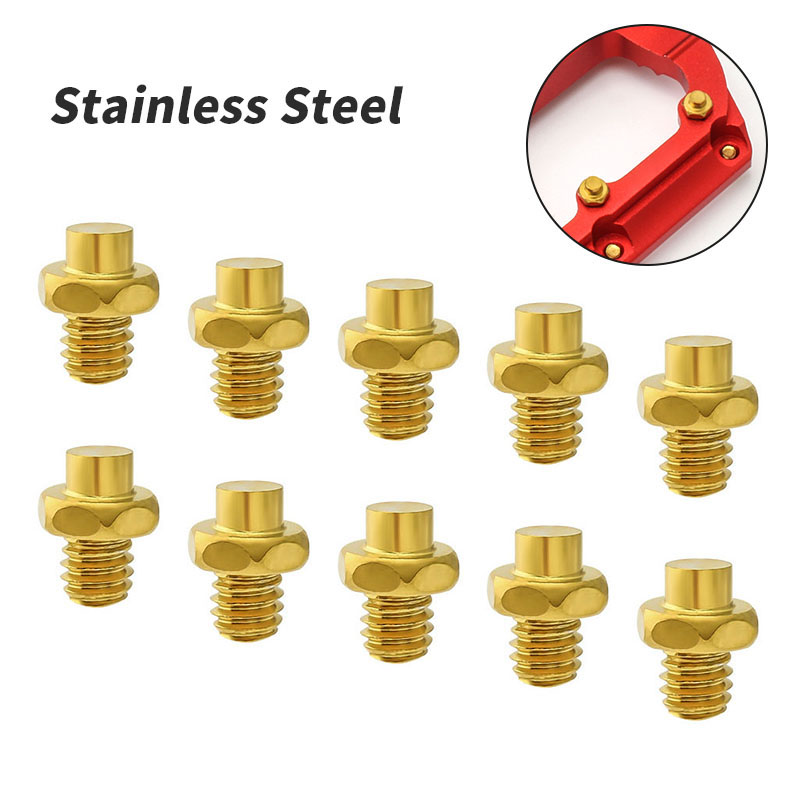 MUQZI 10pcs MTB Pedal Bolts M4 Pedal Screws Stainless steel Aluminum Alloy Titanium alloy Anti-skid Pedal Pin Bike Parts: Blue