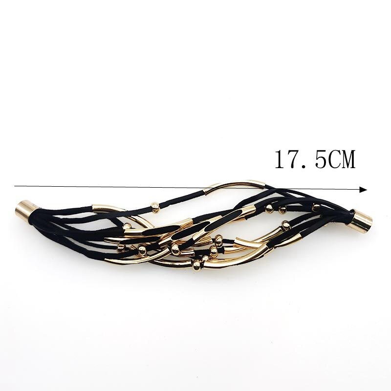 Multilayer Leather Black Bracelets For Woman Vintage Charm Pulseira Feminina Mujer Punk Bracelet