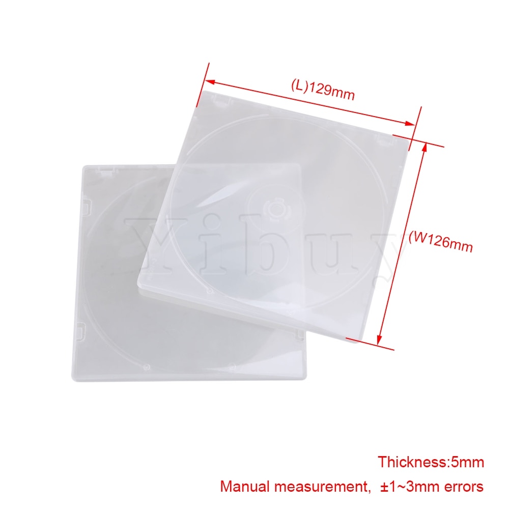 Yibuy 12.9x12.6cm Transparent Plastic Empty Slim Single Disc CD DVD Storage Cases with Clear Inner Trays Pack of 50