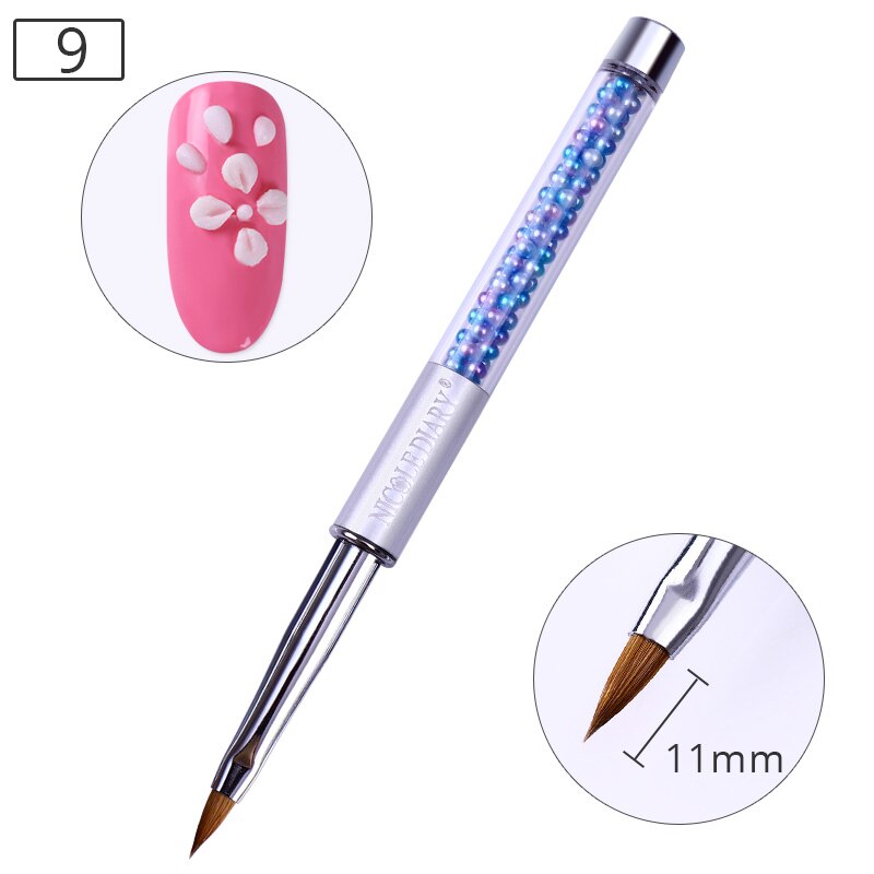 Nicole diary 1 pc gradiënt schilderpen tekenkwast witte strass handvat nagelkunstgereedschap: Patroon 9