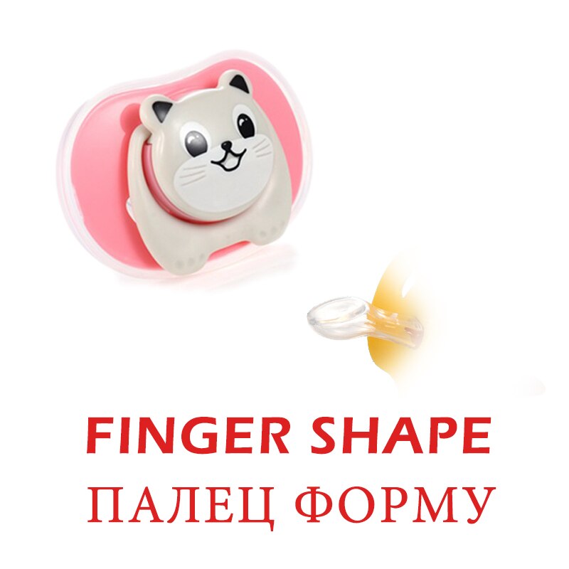 Baby Dieren Fopspeen Pasgeboren Fopspeen 2 Vorm Siliconen Tepel Vinger Stijl Mooie Fopspeen 4 Kiezen Enkel Geladen Voor Baby: Cat Finger Shape