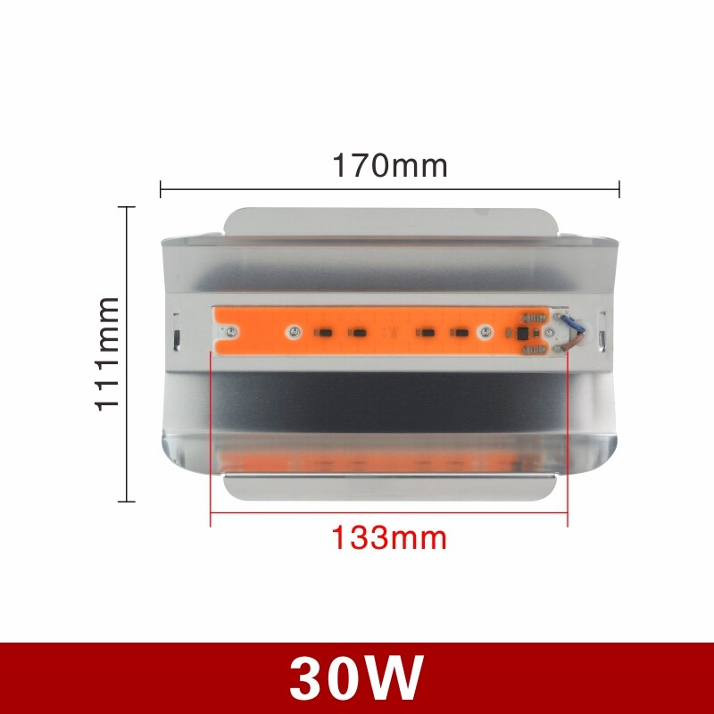 Volledig spectrum led kweeklamp 30w 50w 80w ac 110v 220v groeilamp binnenplantenlamp kas cob buitenschijnwerper: 30w / 220v