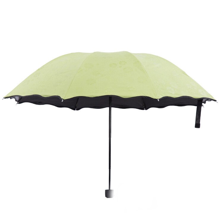 Magic Umbrella Water Flowers Umbrella Vinyl Anti-UV Three Fold Umbrella Princess Umbrella Ladies Sun Umbrella: Fruit green