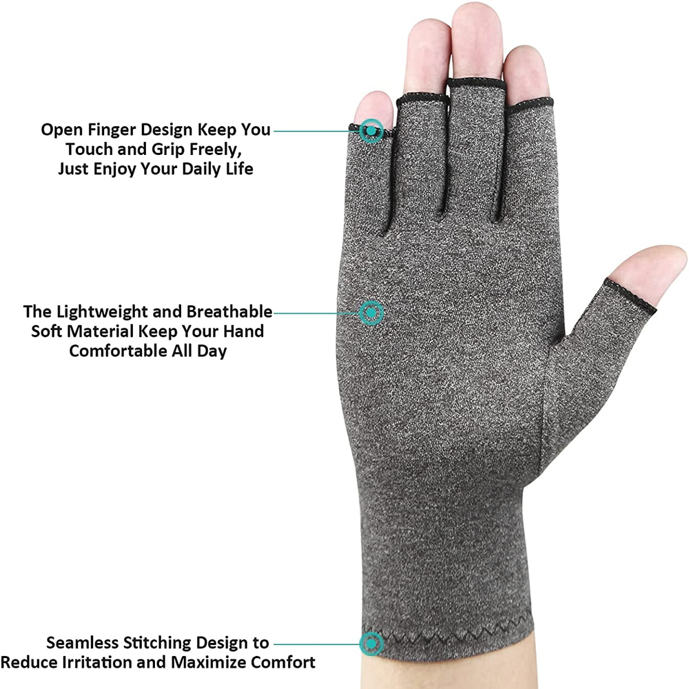 1 paire de gants de Compression pour l'arthrite, pour soulager l'arthrite rhumatoïde, le canal carpien, les douleurs articulaires, gant ouvert sans doigts, soutien du poignet