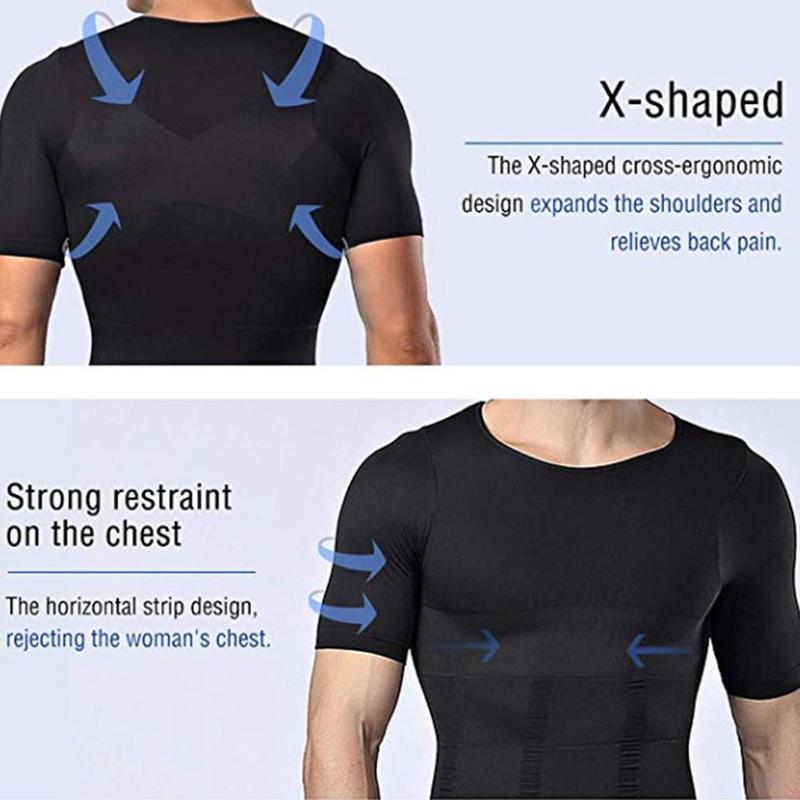 Mannen Afslanken Shaper Houding Vest Mannelijke Buik Buik Voor Corrector Compressie Body Building Fat Burn Borst Tummy Shirt Corset