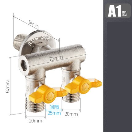 big flow DN15 Brass water valve bathroom faucet valve water inlet valve washing machine splitter angle valve: A1