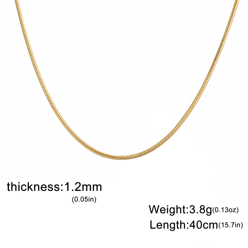 My Shape Collar de cadena de serpiente redonda para hombres y mujeres, Gargantilla de cadena de eslabones de acero inoxidable, 0,9mm, 1,2mm, 2mm, de joyería de: 50 cm / Oro oscuro