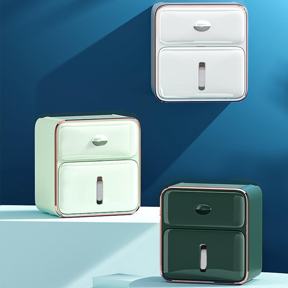Wall Mounted Toilet Paper Holder Waterproof Tray Roll Tube Toilet Paper Storage Box Tray Tissue Box Shelf Bathroom Product