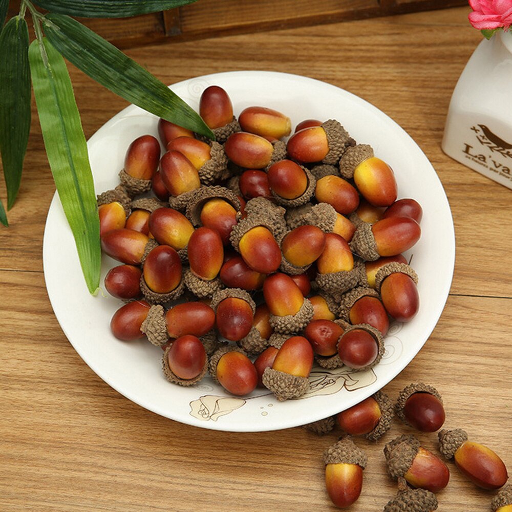 50pcs Acorn Lifelike False Photo Props Acorn Nuts Decor for Hotel Home: Default Title