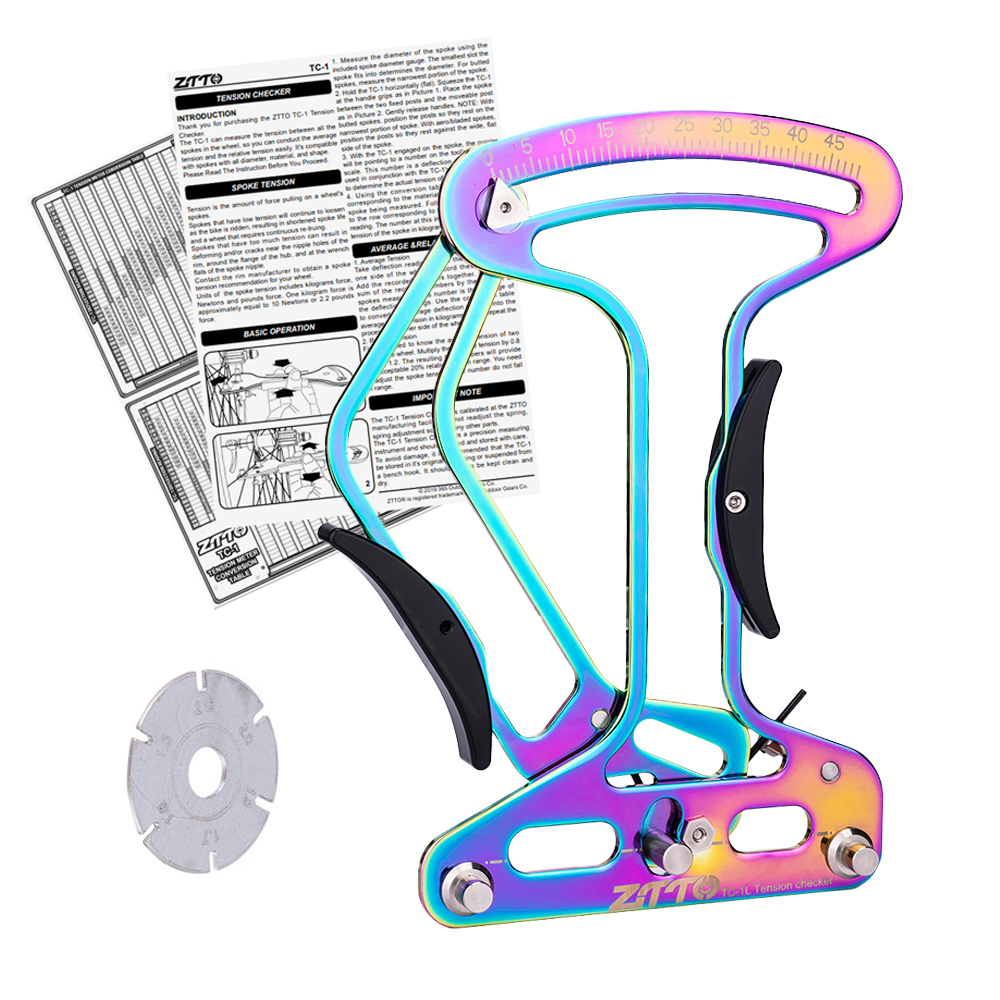ZTTO – compteur de Tension de rayon de vélo, vérificateur de force de rayon de roue, rayons ronds Aero, indicateur précis TooI inclus, manuel TM-1 vtt: TC1L Rainbow