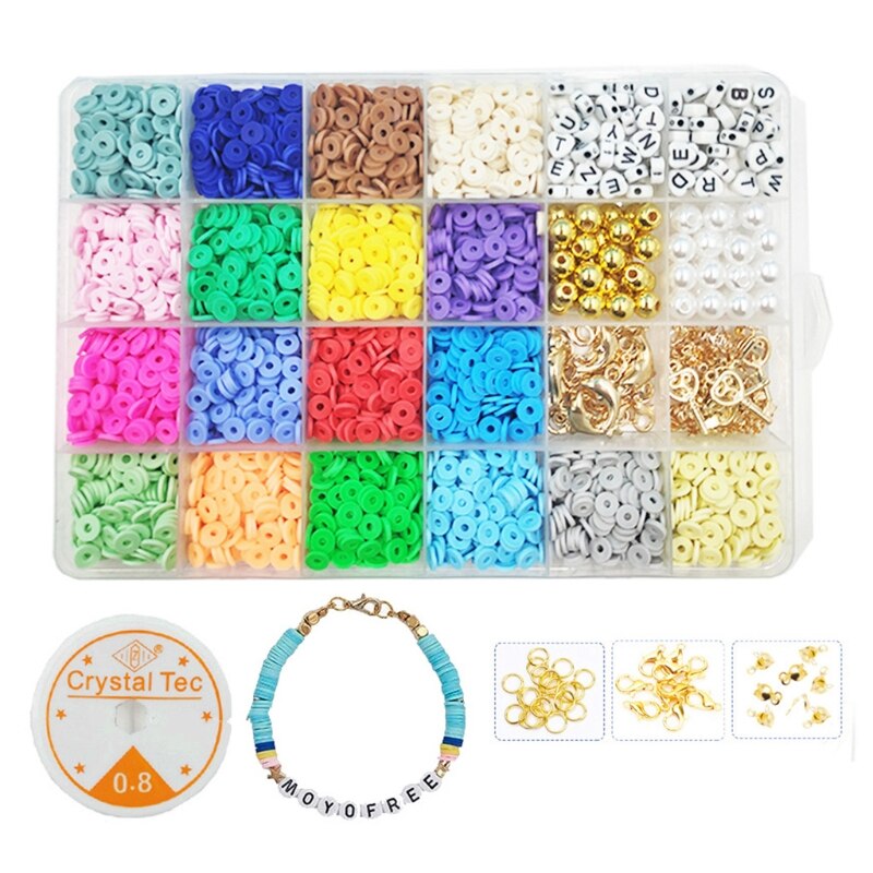 Clay Spacer Beads Bracelets Necklace Earring DIY Craft Kit with Pendant Jump Rings Pack Bracelets Multi Types Beads: 2