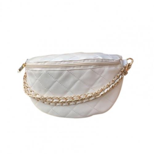 Sac de poitrine rhomboïde en chaîne exquise pour femmes, sac à bandoulière, accessoires de: WHITE