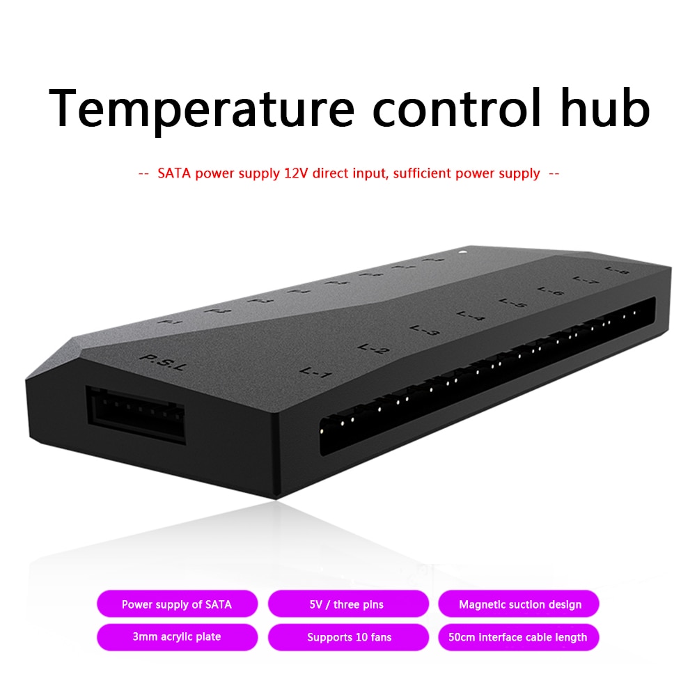 5V 3 Pin Argb Splitter Hub Pwm Fan Controller Sata Aangedreven Pwm Argb Signaal Input Kabel Hub