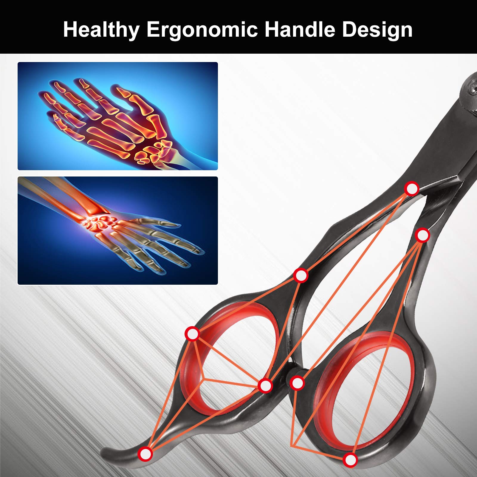 Dog Grooming Scissors Set with Safety Round Tips, 6 in 1 Thinning&amp;Straight&amp;Curved Shears Comb for Dogs and Cats