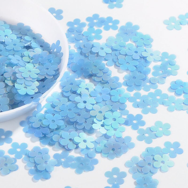 Lentejuelas mate para mujer, 6 colores, 7mm, flor plana, lentejuelas sueltas, Paillettes, costura, artesanía de boda, prendas de vestir, accesorios DIY, 10g por paquete: Matte Denim Blue 10g