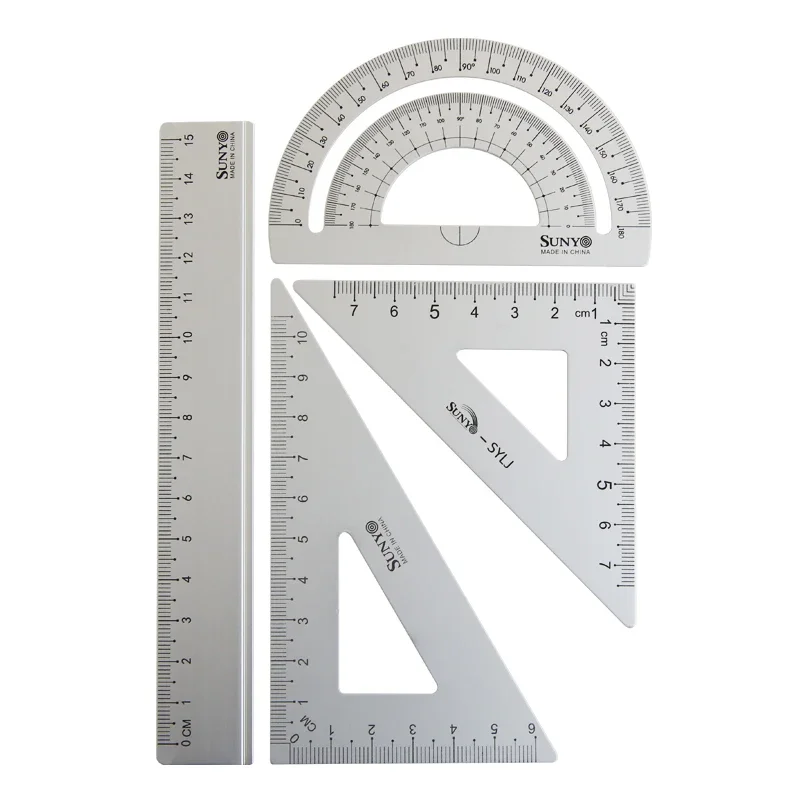 4 In 1 Metalen Liniaal Aluminium Hoekliniaal Gratractor Driehoek Liniaal Multifunctionele Meetinstrumenten Set Vierkante Goniometer