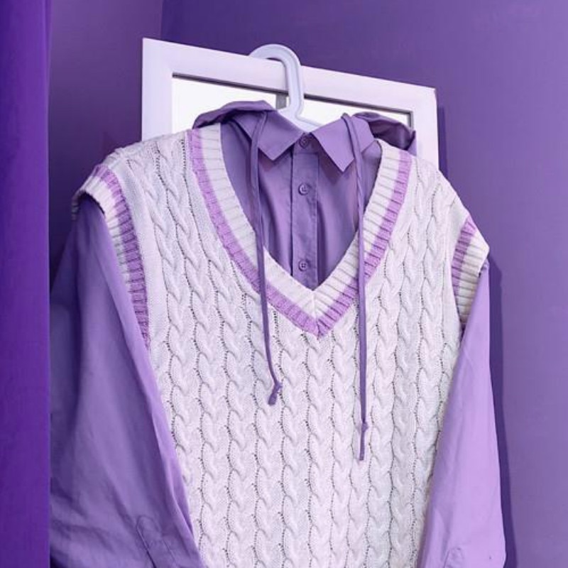Sweter kamizelka kobiety piękne fioletowe koreańskie popularne dekolt w serek nastolatki skręcony sweter cały mecz jesień moda Femme bez rękawów dzianiny: white vest / XXL