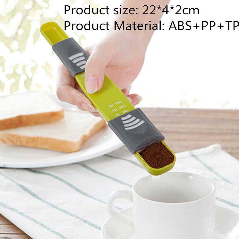 5/10pcs Kitchen Measuring Tool Measuring Cup and Spoons Plastic Teaspoon Coffee Sugar Scoop Cake Baking Flour Measuring Cups: 1Pcs Green Spoon