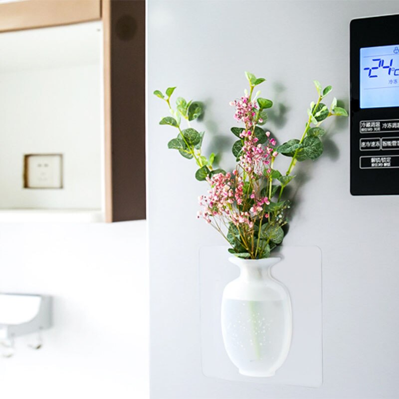 Silikon klibbig vas pinne på väggen blomkruka magiska blomväxtvaser blombehållare för hemmakontor väggdekorationer