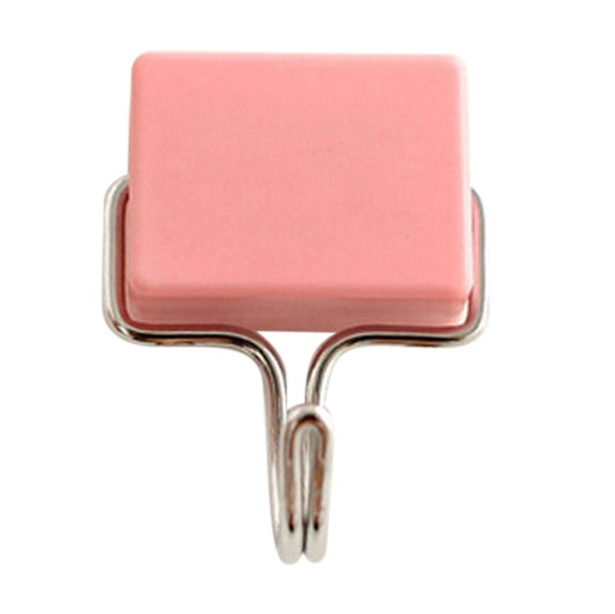Magnet+Plastic+Stainless Steel Tools Magnetic Hooks School Locker Hook Refrigerator Hanger Snap Hook 3.5*5.5*3cm#w: Pink 