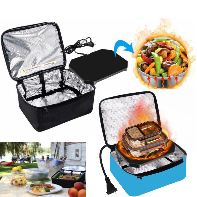 Fiambrera portátil para el coche con calefacción para mantener fresco, paquete de calefacción para el almuerzo, horno eléctrico para microondas, comida , Picnic, Camping, bolsa de cena