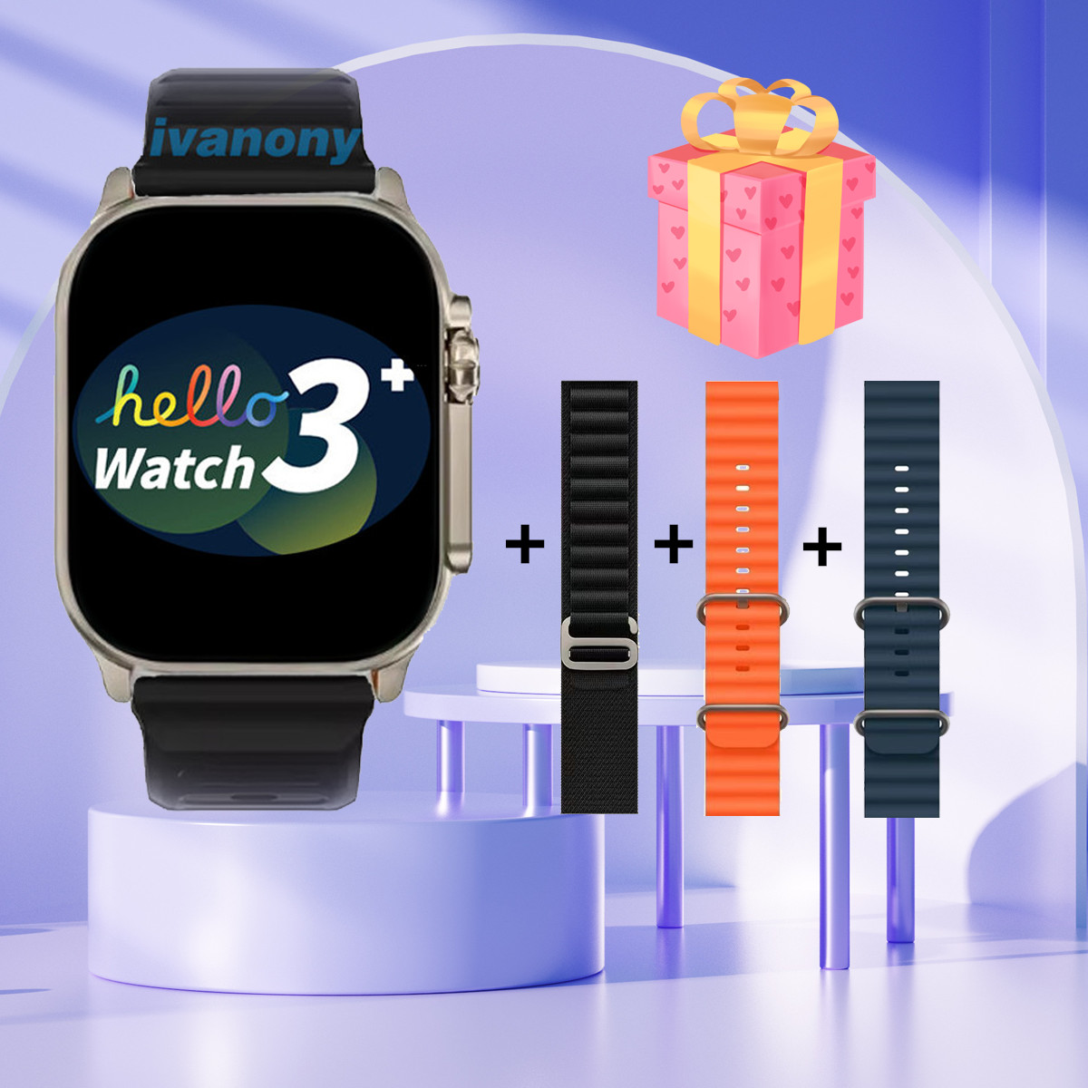 Relógio inteligente hello watch 3 plus ultra 4gb 49mm tela amoled resposta chamada assistente de voz chatgpt ebook duplo núcleo rastreador de fitness