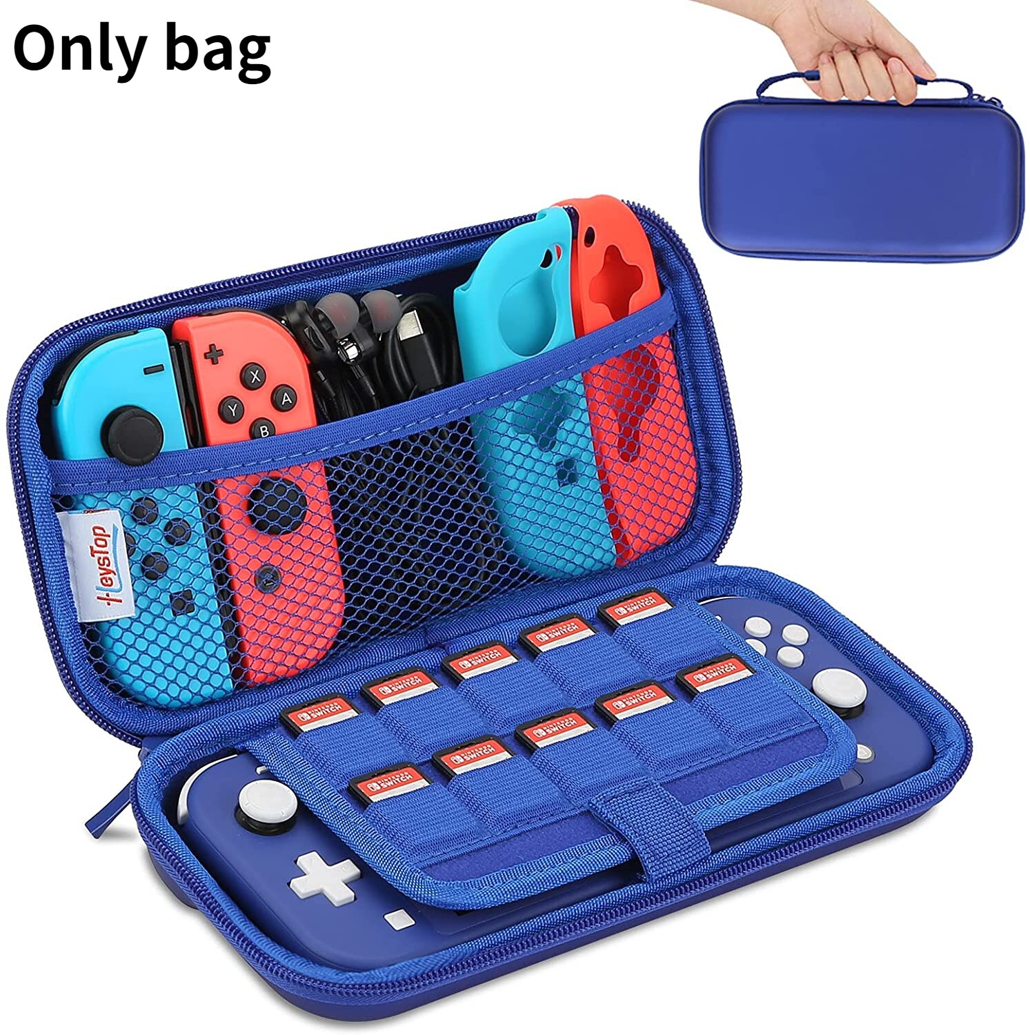 Heystop väska kompatibel med nintendo switch lite, bärbar nintendo switch lite väska för switch lite med förvaring: Blå