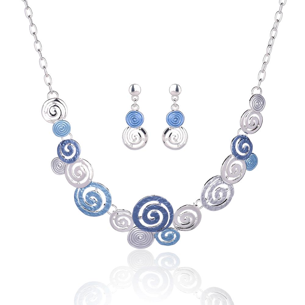 Vintage handgemaakte sieraden sets choker beste vriend ketting kettingen oorbellen en kettingen set voor vrouwen accessoires: Kleur 2