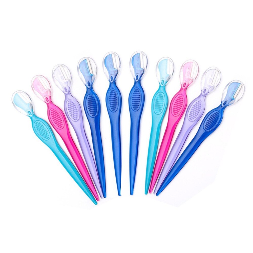 Recortador de cejas práctico, accesorios de maquillaje de colores, útil, hojas de afeitar, removedor de vello Facial, 10 Uds.