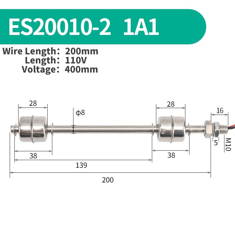 Elecall Vlotterschakelaar Rvs Tank Pool Water Level Liquid Sensor Niveau Controller 120Mm 110V 220V