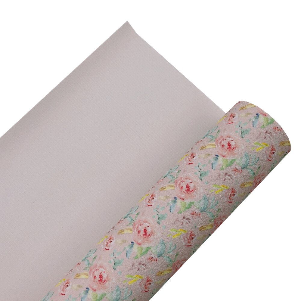 Regnbåge 30 x 22cm/a4 helhöst blommor tryckta mjuka litchi konstläderlakan för att göra rosetter, väskor, pysselhantverk
