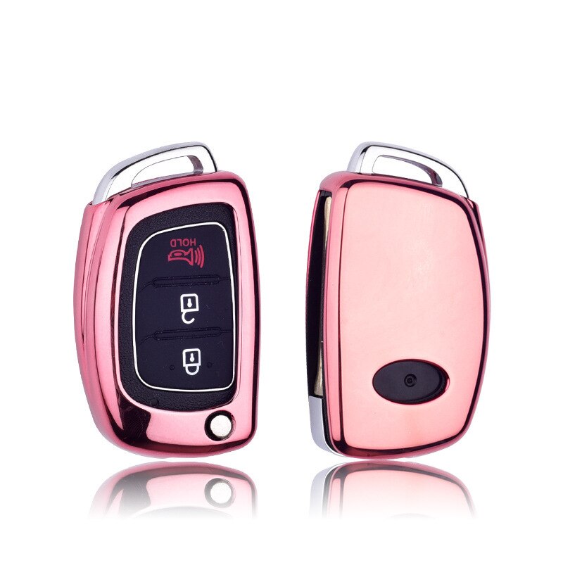 Bilstyling nyckelfodral för hyundai elantra  ix25 ix35 sonata tucson accent nyckelskalsskydd biltillbehör: Rosa