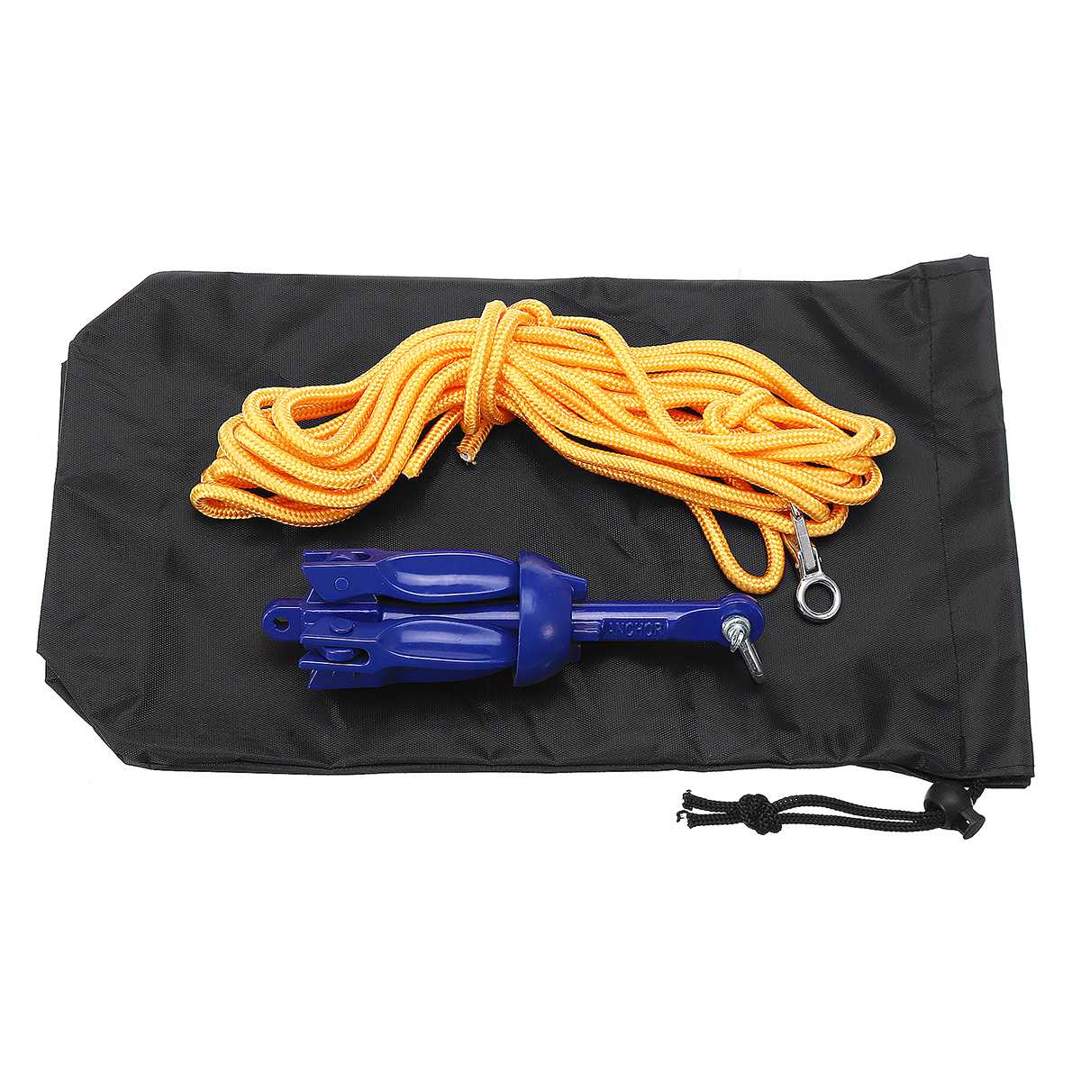 2pcs/kit Rowing Boats Folding Anchor 4 Tines Compact Anchor Buoy Kit Marine Rope for Canoes Kayaks Sailboat Fishing + rope + bag