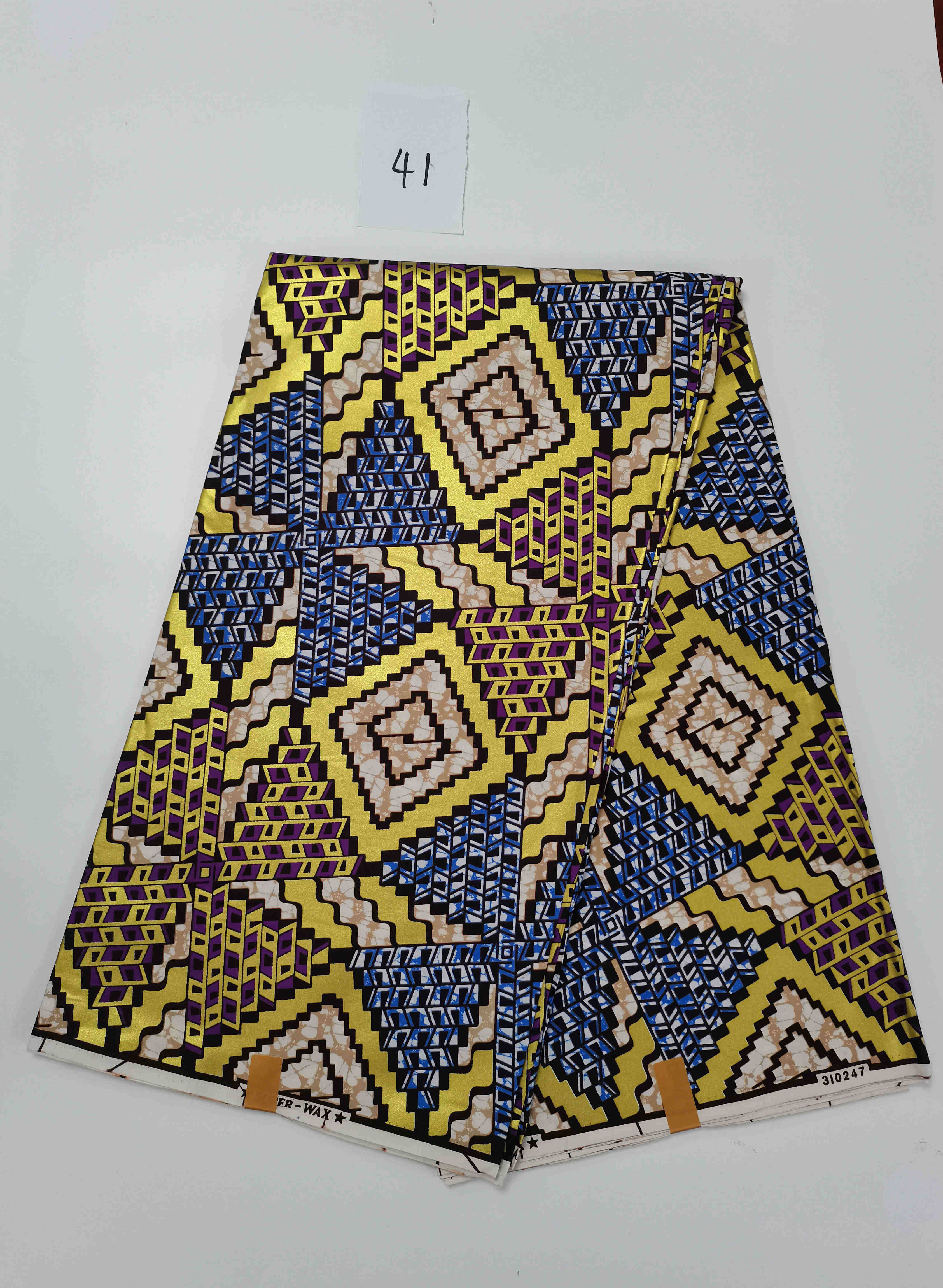 6 Yard African Wax Sewing Fabric Material Ankara Nigerian 100% Cotton Golden Material For Dress Bag: 302-18