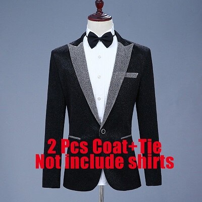 Chaqueta de lentejuelas para hombre, Ropa de baile para Dj, ropa para salir de noche para hombre, ropa de calle para cantante, Bar, bailarines, abrigo para escenario, danza Jazz DNV11502: Black / L
