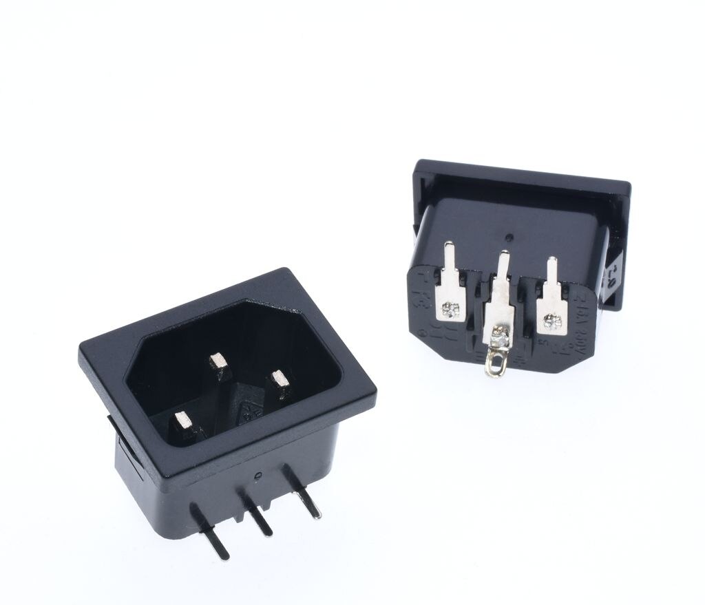 Ce-certificering Iec 60320 C14 Mannelijke Plug Haakse 3 Pins Pcb Panel Power Inlet Socket Connector Ac 250V 10A *